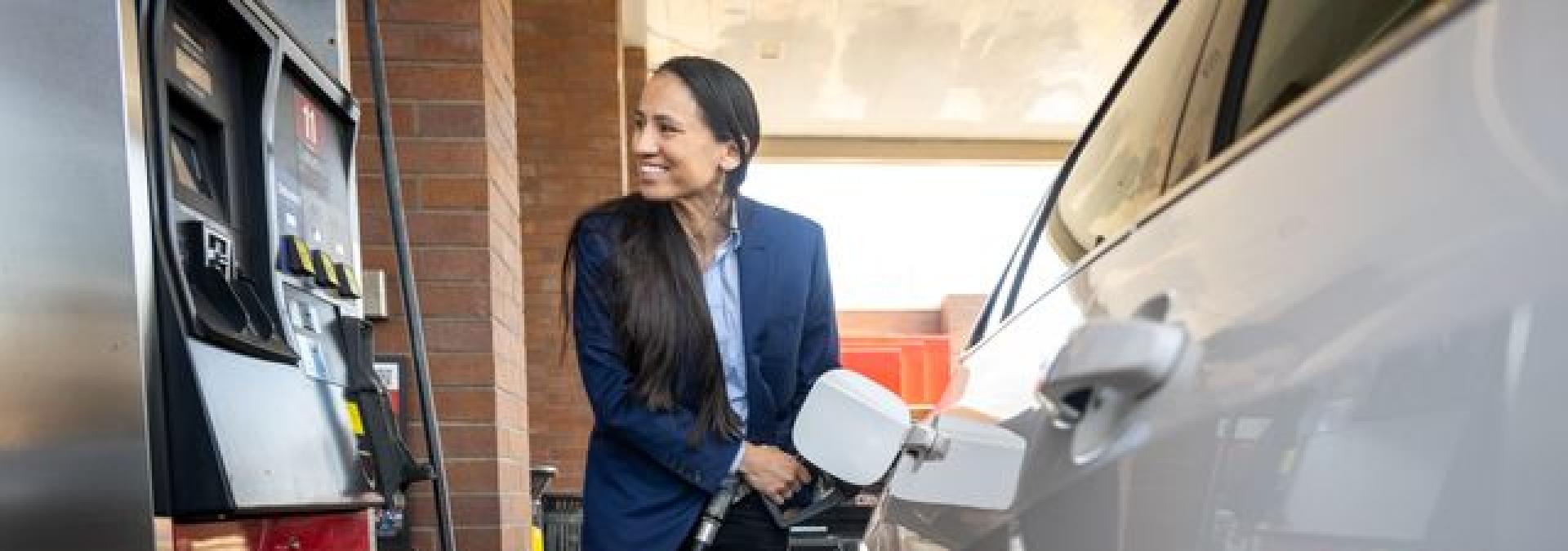 Rep. Davids at the gas pump