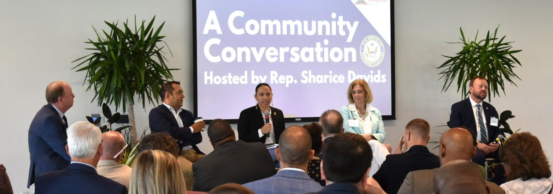 Rep. Sharice Davids hosting a conversation about the 2026 World Cup.
