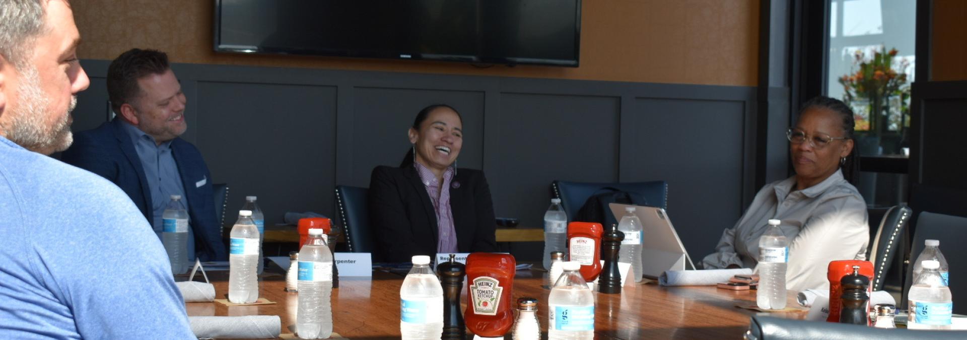 Rep. Sharice Davids at her BBQ small business roundtable 