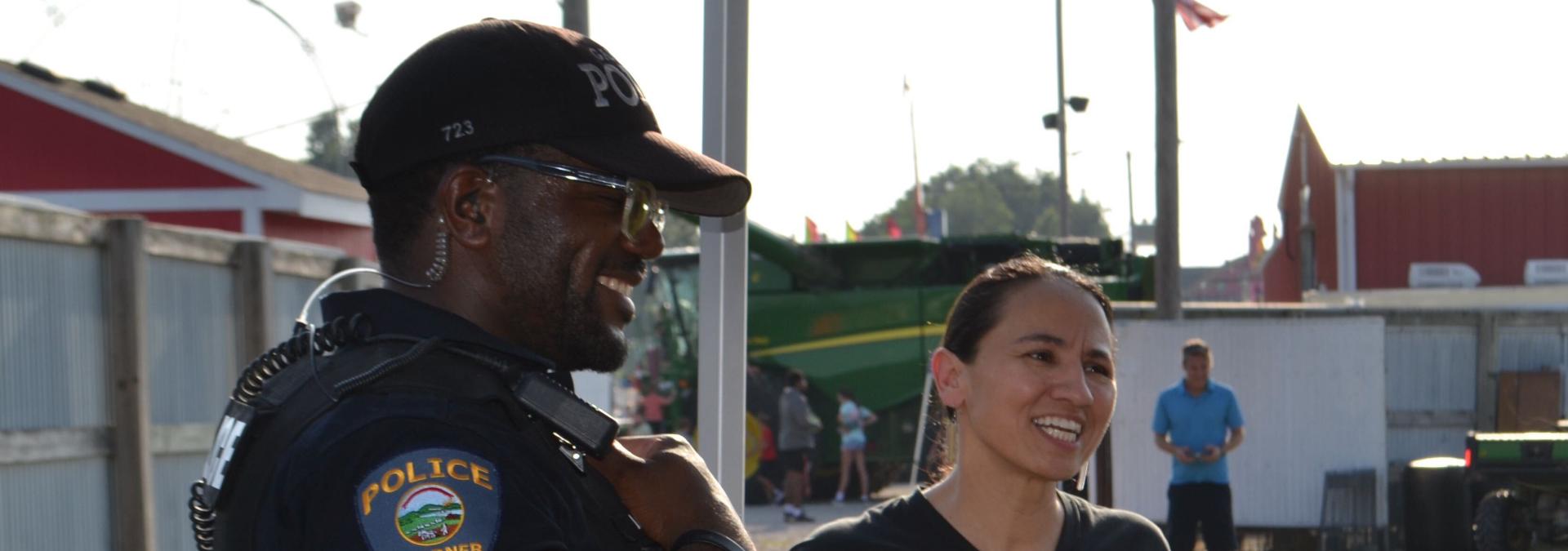 Rep. Davids with local police officers in Gardner, Kansas.