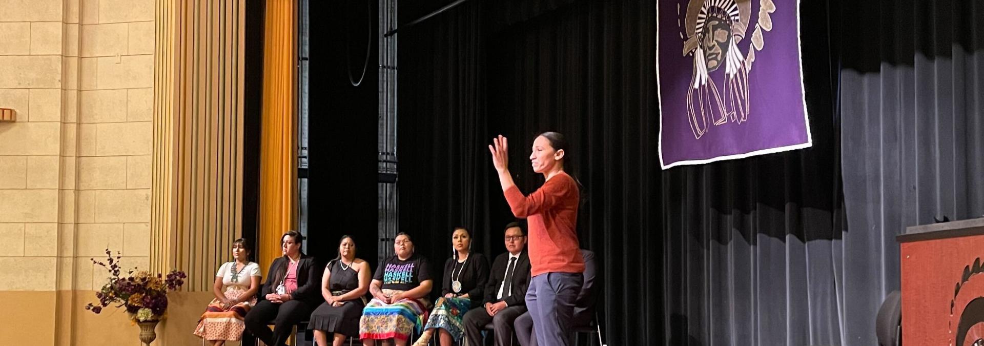 Rep. Davids at Haskell University