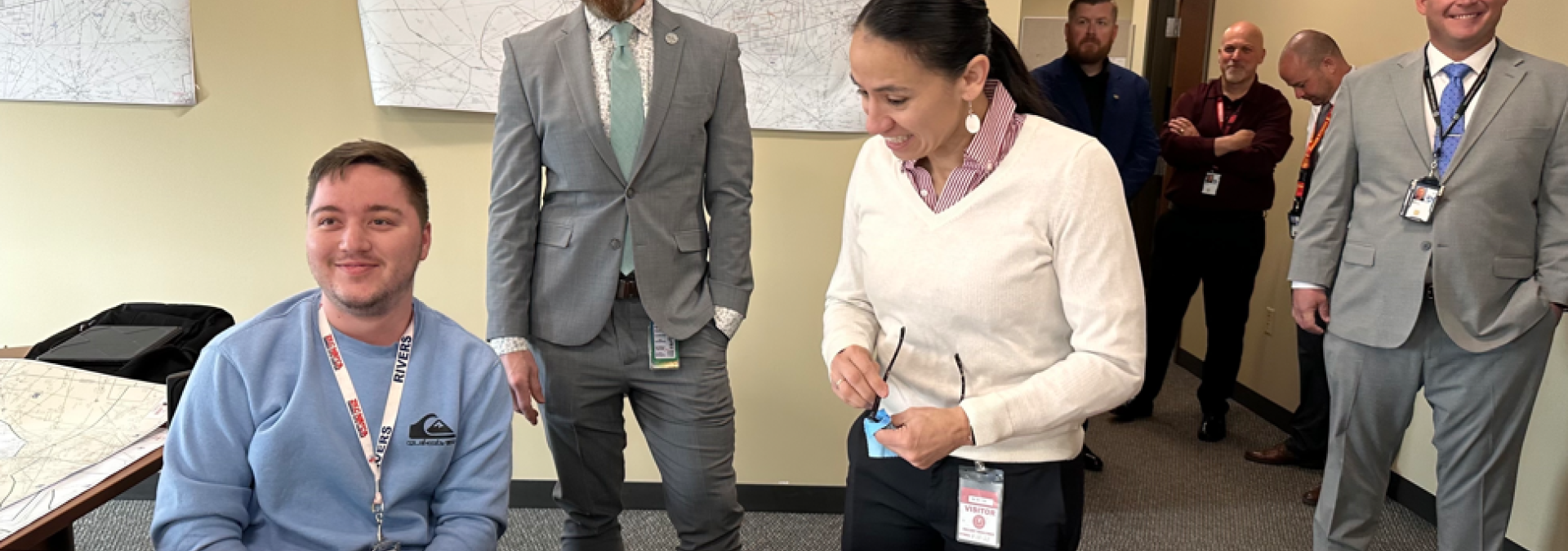Rep. Sharice Davids at the Olathe Air Traffic Control Center