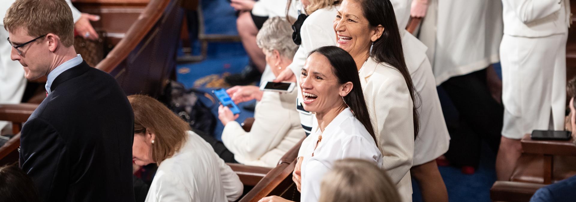 Reps. Davids and Haaland at the State of the Union.