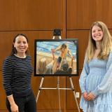 Siena Masilionis’ “A Dream Realized” – The drawing depicts a triumphant moment for Jack, a junior swimmer at Blue Valley North High School. Jack, who is Masilionis’ best friend, achieved his first-ever state qualifying cut by surpassing his personal best meet time. The artwork captures Jack celebrating his achievement by clasping his parents' hands in joy.