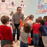 Rep. Davids in a classroom with students.