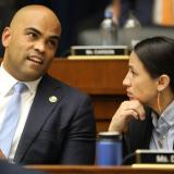 Rep. Davids and Rep. Allred speak during a Transportation and Infrastructure Committee markup.