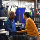 Rep. Sharice Davids at SOR Controls, a KMS client, earlier today.