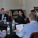 Rep. Sharice Davids and local housing and community development professionals discussing increasing Kansans’ access to safe, affordable housing 