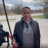 Rep. Davids at a local gas station announcing her support to suspend the federal gas tax