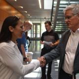 Representative Sharice Davids with former Yellow Corp. employee at JCCC’s job fair.