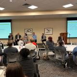 Rep. Sharice Davids moderates a panel at Vibrant Health’s staff meeting