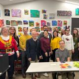 Rep. Sharice Davids with Johnson County leaders and Emerging Artists staff and participants.