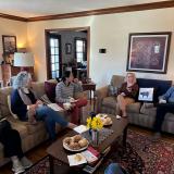 Rep. Sharice Davids speaks with local seniors who depend on Social Security to discuss recent threats to the program.