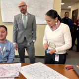 Rep. Sharice Davids at the Olathe Air Traffic Control Center