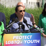 Rep. Davids at press conference gay lgbtq