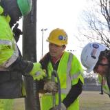 Representative Sharice Davids works a “Sharice’s Shift” at the 103rd Street project.
