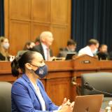 Sharice Davids seated with mask