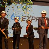 Sharice Davids and Laura Kelly with confetti