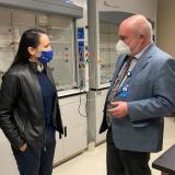 Rep. Davids and Dr. Stefan Bossmann at The University of Kansas Cancer Center following the passage of her funding request for a new cancer imaging machine.