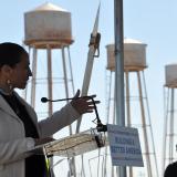 Rep. Sharice Davids at a podium