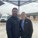 Rep. Sharice Davids and Unified Government District 3 Commissioner Christian Ramirez in Wyandotte County.