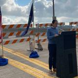 A picture of Rep. Davids at the Central Avenue bridge.