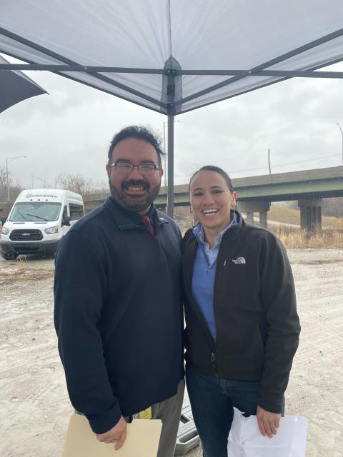 Rep. Sharice Davids and Unified Government District 3 Commissioner Christian Ramirez in Wyandotte County.