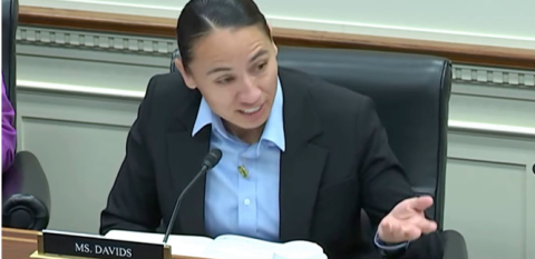 Rep. Sharice Davids speaks at a Small Business Committee hearing.