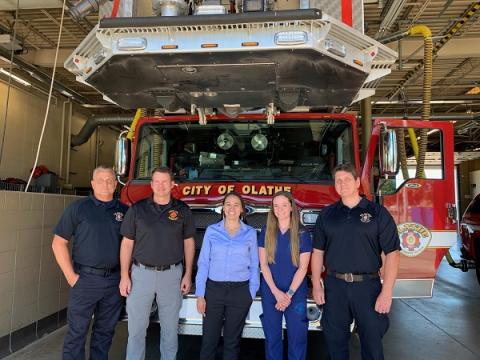 Rep. Davids with local firefighters in Olathe