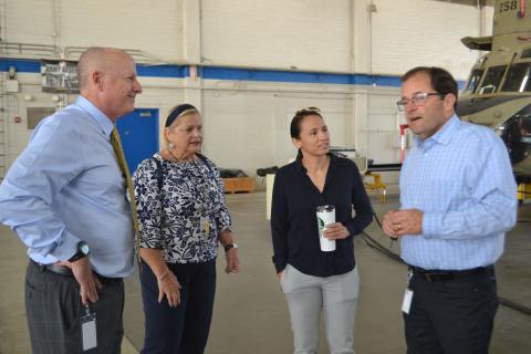 Representative Sharice Davids visits New Century AirCenter to discuss the upcoming FAA reauthorization process.