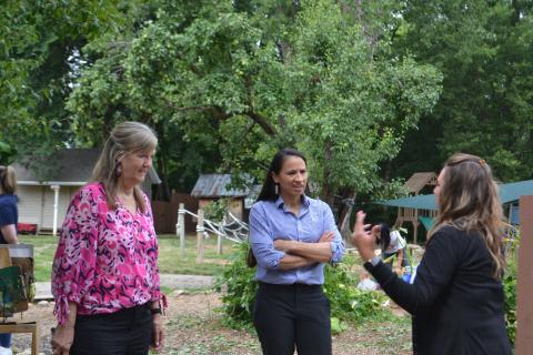 Rep. Davids with children attending Happy Campers Montessori School.