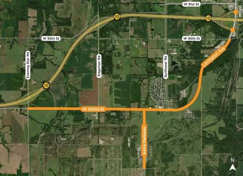 Map of the De Soto Local Road Improvements project.