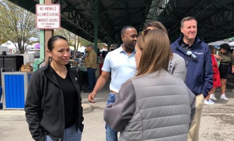 Rep. Davids listening to Kansans at the Overland Park Farmer's Market