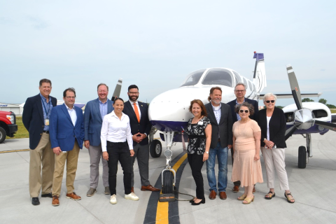 Rep. Sharice Davids, John County leadership, and Johnson County Executive Airport staff.