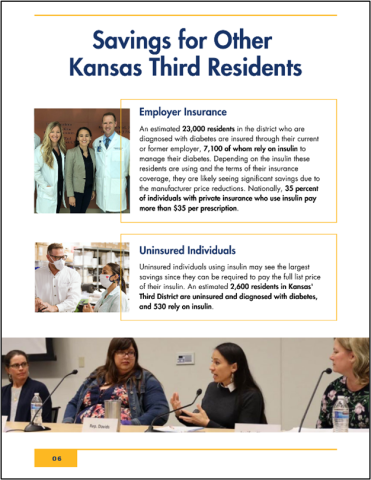 Rep. Sharice Davids’ new insulin report that shows drastic decreases in monthly insulin prices because of recent federal legislation.