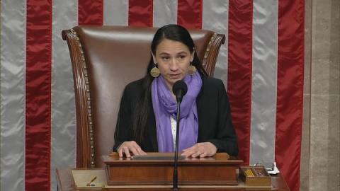 Rep. Davids presiding over the House floor during debate of the Violence Against Women Act reauthorization