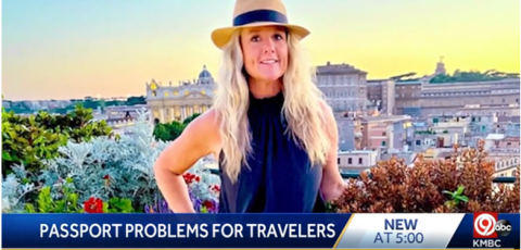 Stacy Drake, a resident of Kansas’ Third District, and Davids speak on passport casework