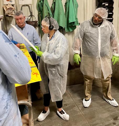 Davids observes Stryten Energy’s advanced battery manufacturing facility during her Made in Kansas tour.