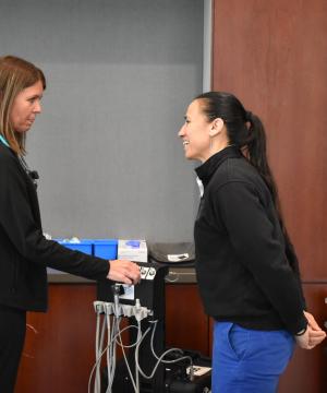 Rep. Sharice Davids visits Heartland Community Health Center’s mobile dental program in Ottawa.