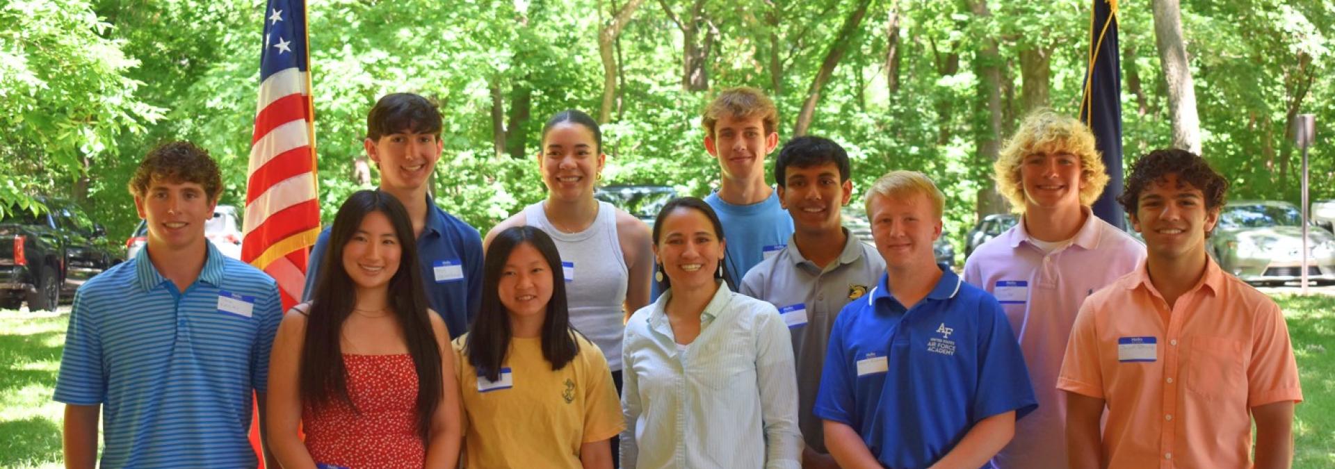 Rep. Sharice Davids with the students who received appointments to a U.S. Service Academy.