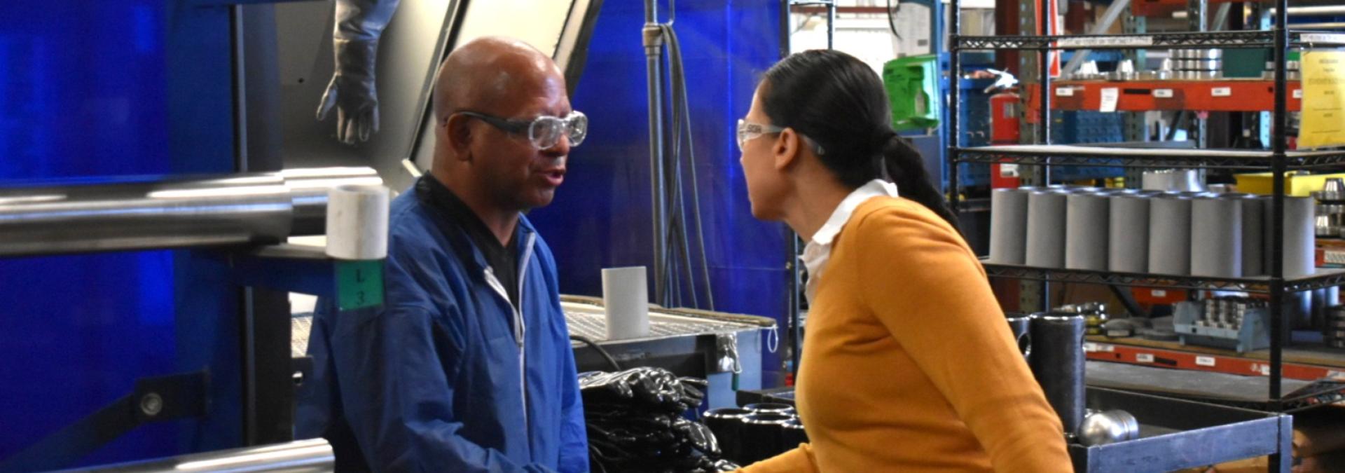Rep. Sharice Davids at SOR Controls, a KMS client, earlier today.