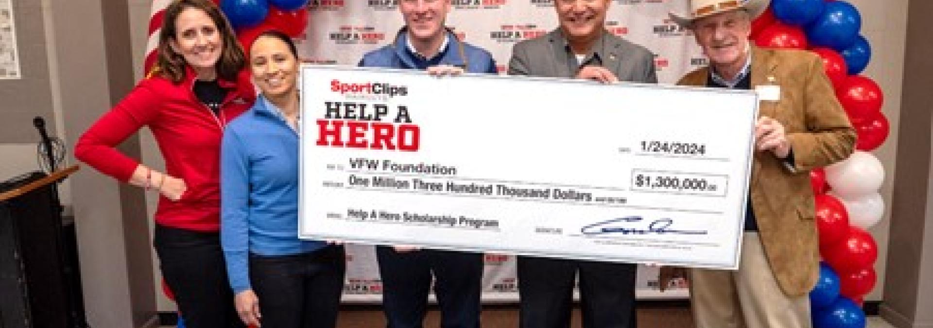 Rep. Sharice Davids joins Sport Clips Haircuts as they donate another $1.3 million to Help A Hero for veterans’ scholarships.