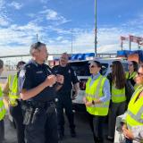 Rep. Sharice Davids with Customs and Border Patrol agents at the Long Beach Container Terminal