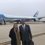 Reps. Davids and Cleaver outside Air Force One