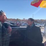 Rep. Sharice Davids with Brian Newton, local veteran and owner of Morty’s.