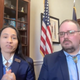 Rep. Davids and Nick Levendowsky speaking at a virtual press conference