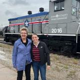 Rep. Davids and Johnson County Commissioner Janeé Hanzlick ride the Johnson County short  line railroad in New Century, Kansas.