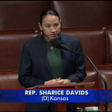 Rep. Davids giving speech on house floor