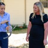 Rep. Davids examines lead pipes in Olathe carrying water into homes.