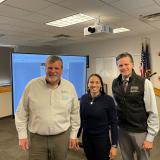 Rep. Sharice Davids with De Soto Mayor Rick Walker (left) and De Soto City Administrator Mike Brungardt (right).